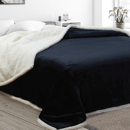Acolchado Corderito 2 plazas Queen Color Negro