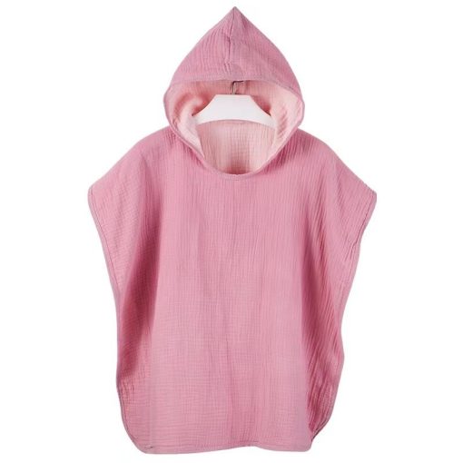 Bata Poncho Infantil con Capucha Rosa