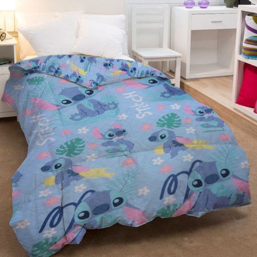 Cubrecama Infantil Stitch 1 Plaza 100% Microfibra