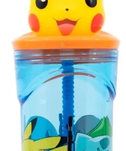 Vaso Alto con Tapa Pockemon 360 ml