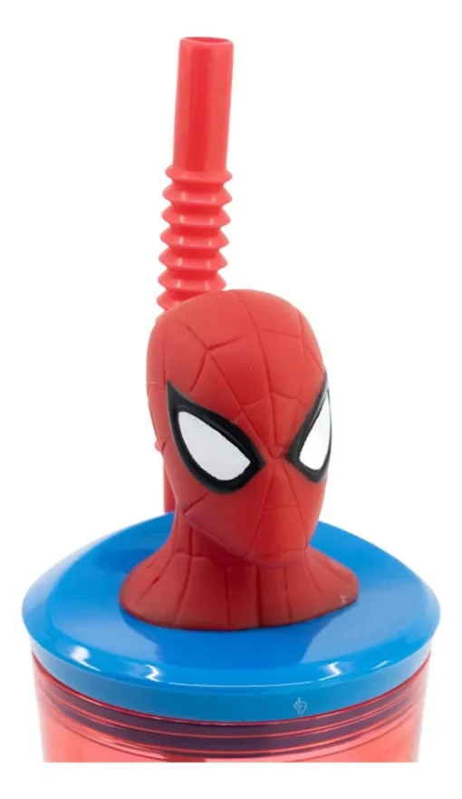 Vaso Alto con Tapa Spiderman 360 ml