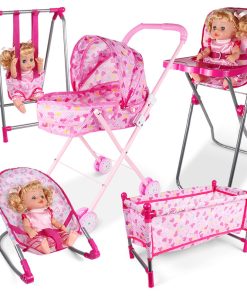 Set de 7 piezas de Juguete Bebe coche, Baby Silla, Practicuna, Silla, Jumper