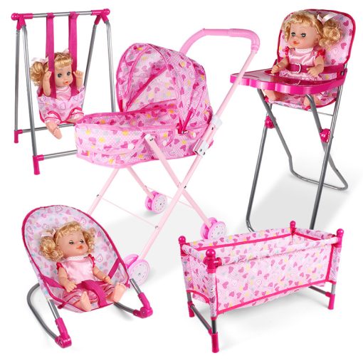Set de 7 piezas de Juguete Bebe coche, Baby Silla, Practicuna, Silla, Jumper
