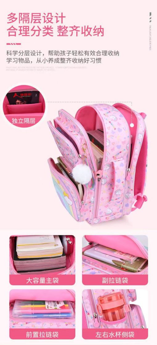 Mochila Escolar con Multiples Bolsillos y Accesorios Arcoiris - Imagen 2