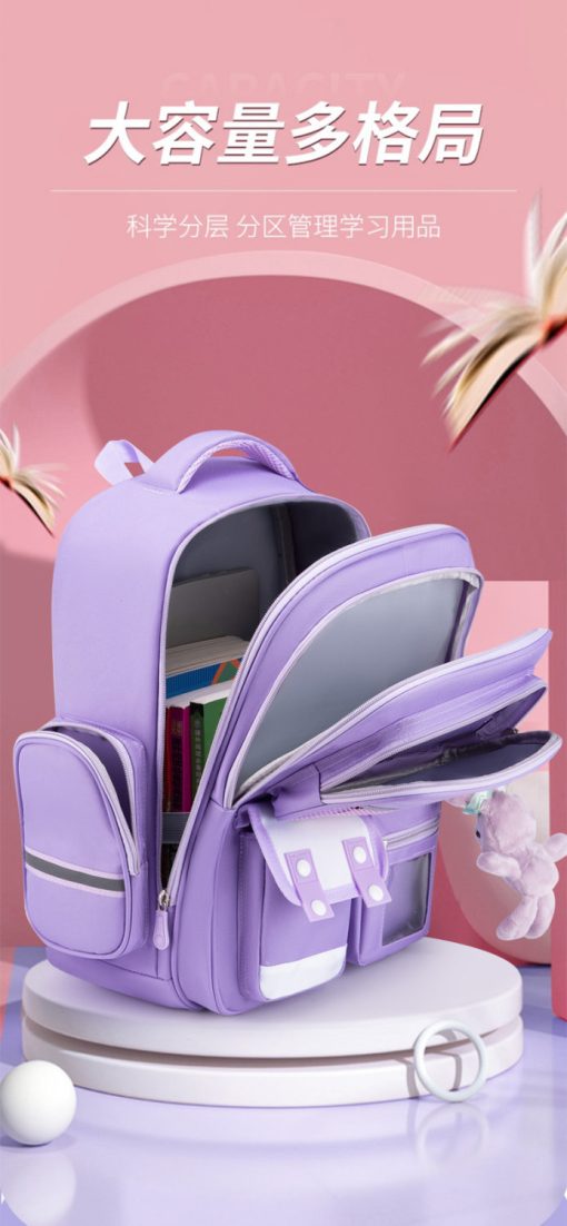 Mochila Escolar con Bolisllos Violeta - Imagen 2