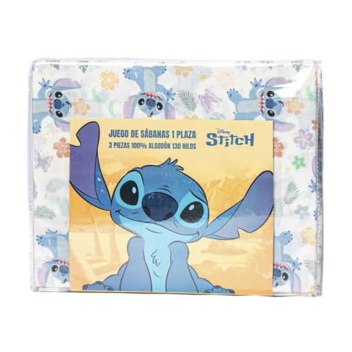 Juego de sábanas infantil 130 hilos 1 plaza 100% algodón - Stitch - Imagen 2