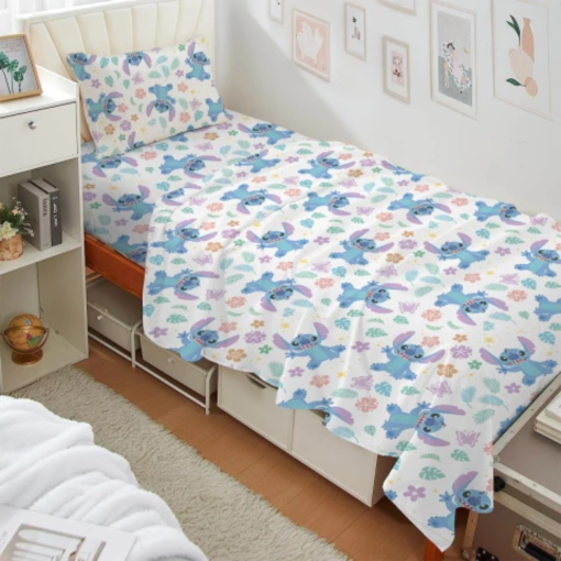 Juego de sábanas infantil 130 hilos 1 plaza 100% algodón - Stitch