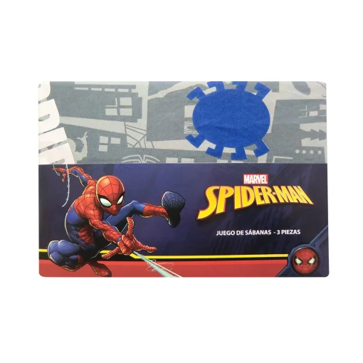 Juego Sábanas Infantil 1 Plaza 100% Microfibra - Spiderman Gris - Imagen 3