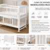 Cuna de Madera Maciza Convertible Fácil de Usar